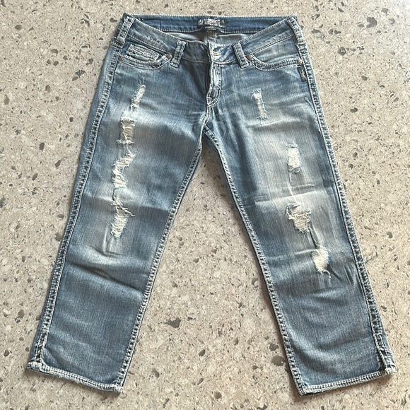 Silver Jean Capri Frances Crop Size 29 - Picture 1 of 5